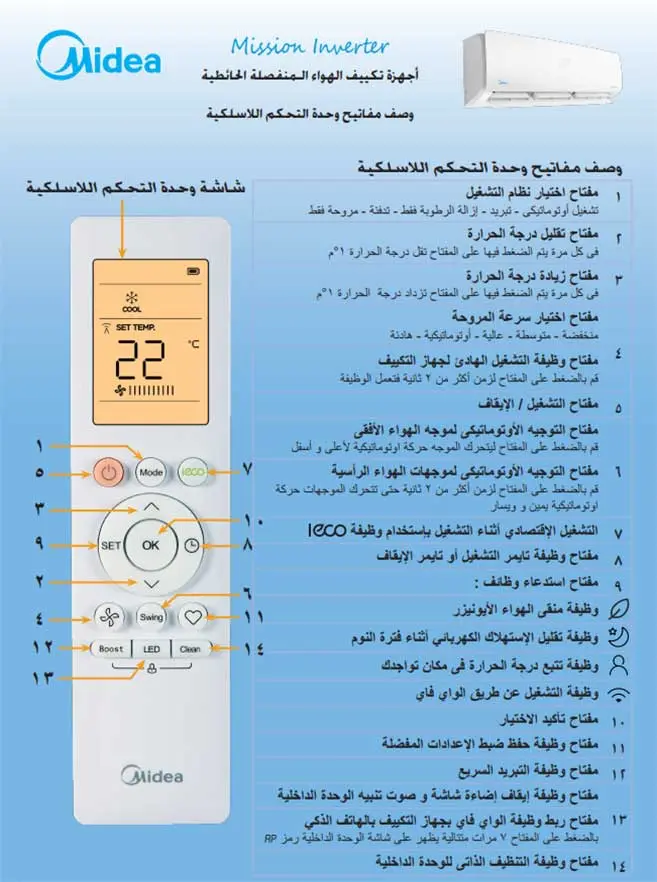 ريموت تكييف ميديا انفرتر